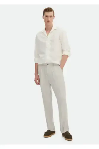 White Plain Regular Fit Woven Casual Linen Blend Shirt - RAMSEY (1)