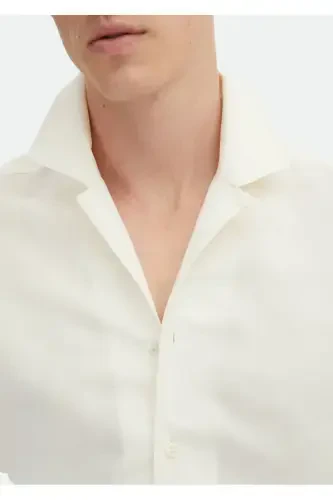 White Plain Regular Fit Woven Casual Linen Blend Shirt - 5