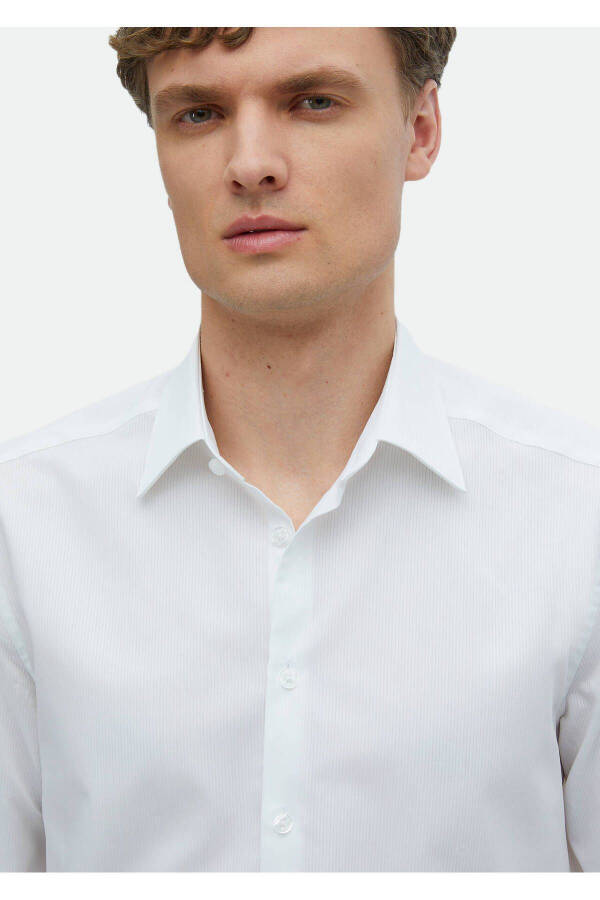 White Plain Regular Fit Woven Classic 100% Cotton Shirt - 3