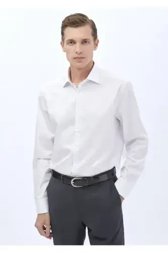 White Plain Regular Fit Woven Classic 100% Cotton Shirt - 1