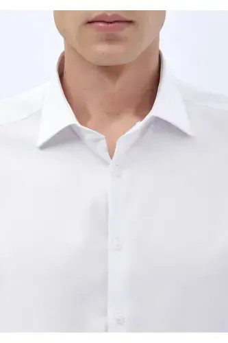 White Plain Regular Fit Woven Classic 100% Cotton Shirt - 4