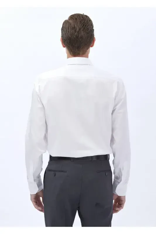 White Plain Regular Fit Woven Classic 100% Cotton Shirt - 5