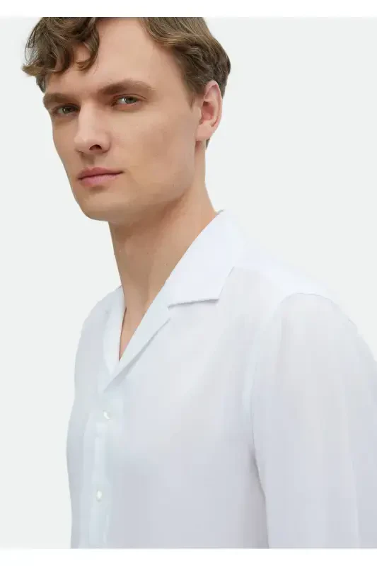 White Plain Regular Fit Woven Classic Shirt - 3