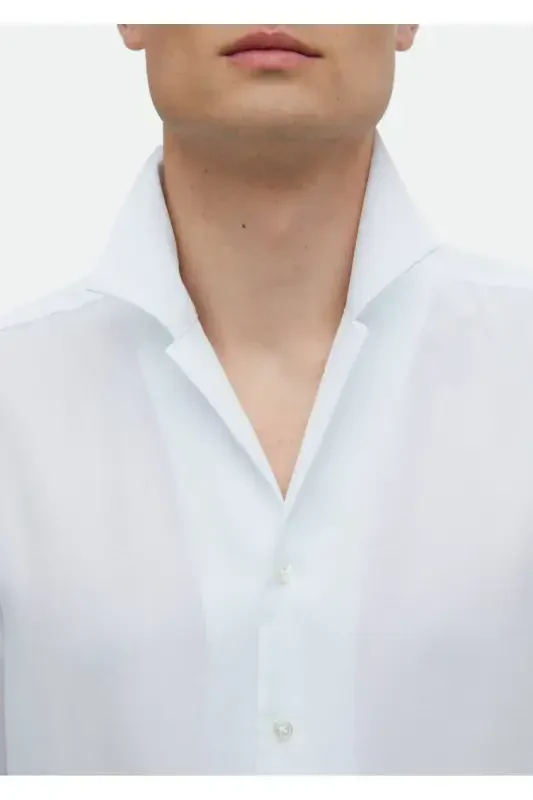 White Plain Regular Fit Woven Classic Shirt - 4