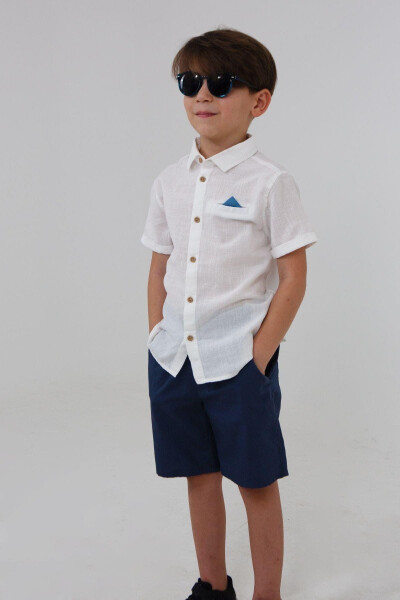 White Plain Short Sleeve Baby Boy Shirt - 1