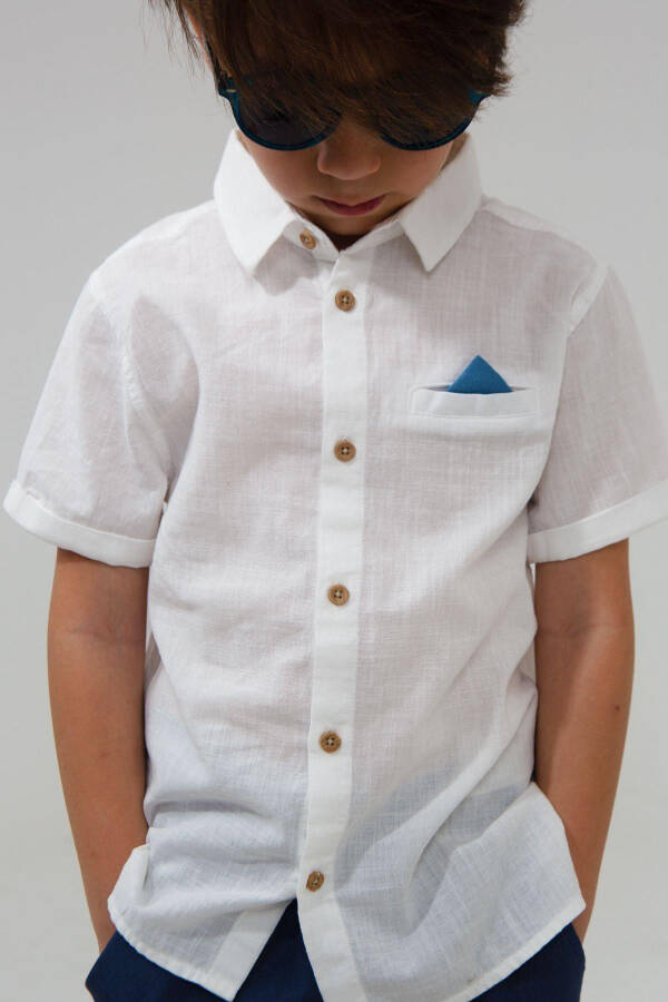 White Plain Short Sleeve Baby Boy Shirt - 2