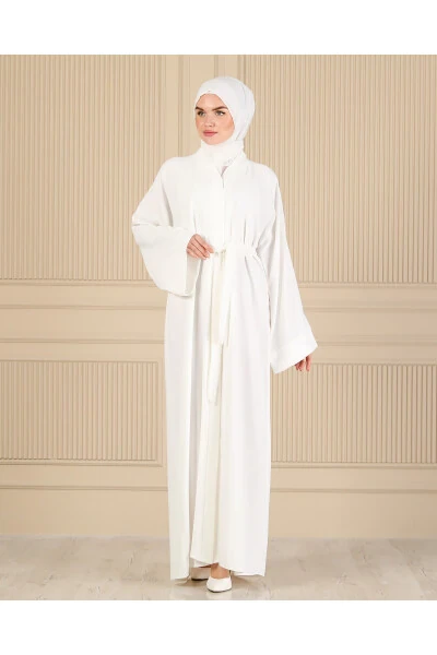 WHITE PLAIN SIMPLE FERAJE & ABAYA - 2