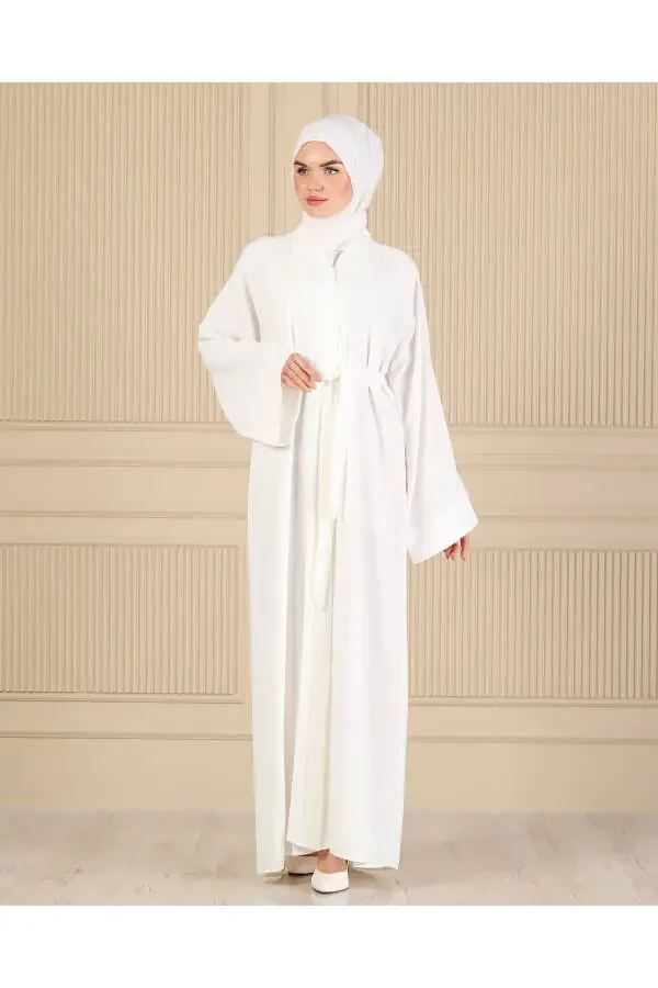 WHITE PLAIN SIMPLE FERAJE & ABAYA - 2