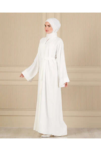 WHITE PLAIN SIMPLE FERAJE & ABAYA - 3