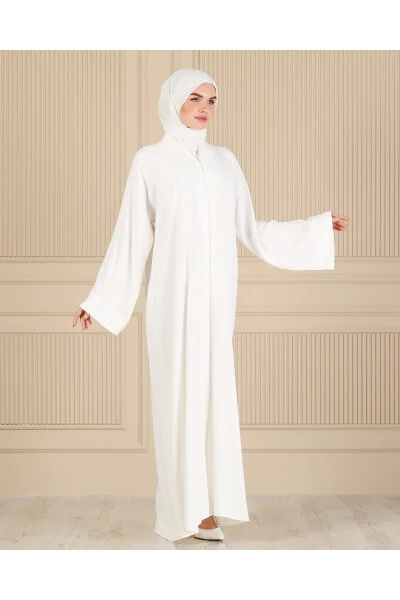 WHITE PLAIN SIMPLE FERAJE & ABAYA - 4