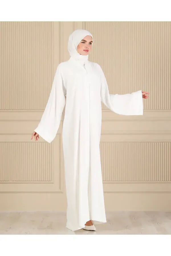 WHITE PLAIN SIMPLE FERAJE & ABAYA - 4