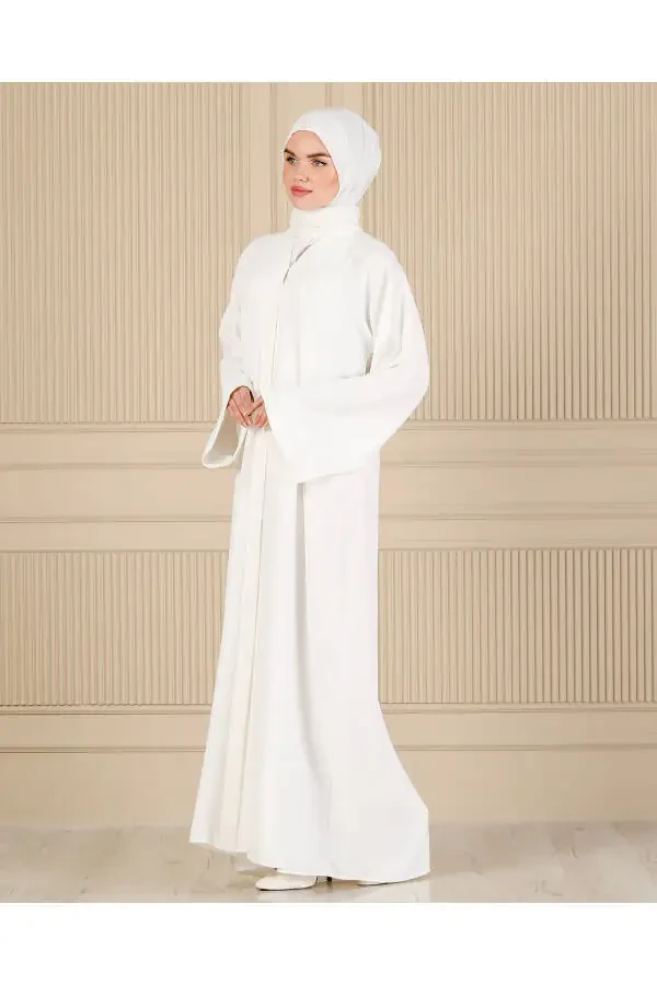 WHITE PLAIN SIMPLE FERAJE & ABAYA - 5
