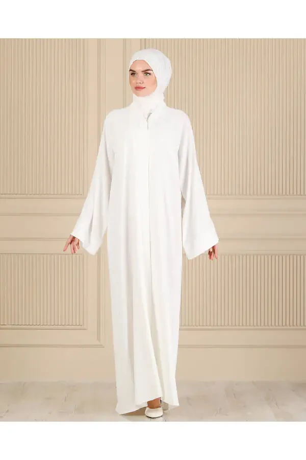 WHITE PLAIN SIMPLE FERAJE & ABAYA - 6