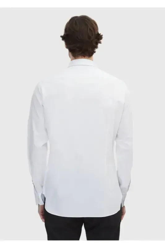 White Plain Super Slim Fit Woven Classic 100% Cotton Shirt - 6