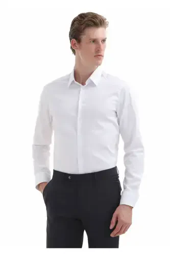 White Plain Super Slim Fit Woven Classic %100 Cotton Shirt - RAMSEY (1)