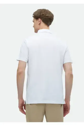 White Polo Collar 100% Cotton T-Shirt - 6