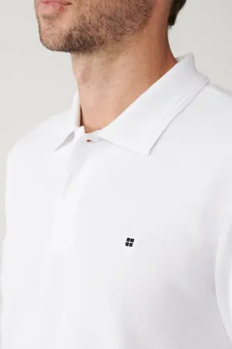 White Polo Neck Slim Fit Sweatshirt - AVVA (1)