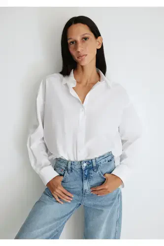 White Poplin Shirt Oversize / Wide Cut 1210103 - 1