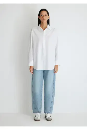 White Poplin Shirt Oversize / Wide Cut 1210103 - 3