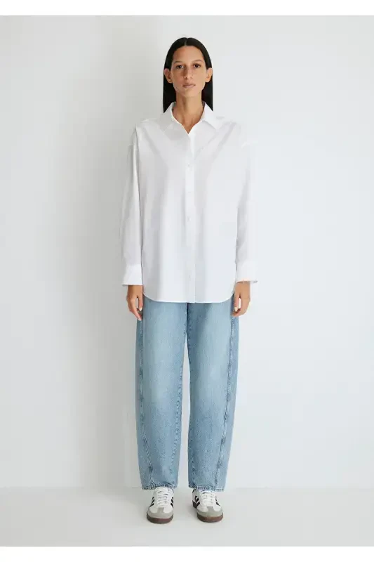 White Poplin Shirt Oversize / Wide Cut 1210103 - 3