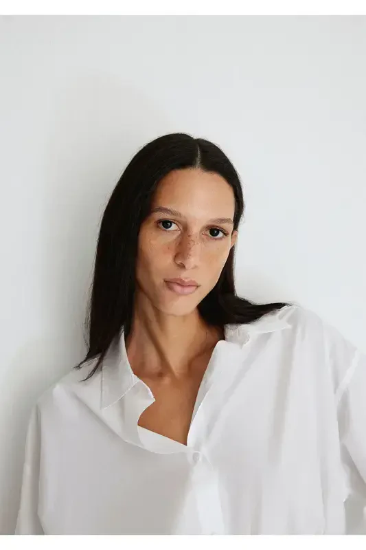 White Poplin Shirt Oversize / Wide Cut 1210103 - 6