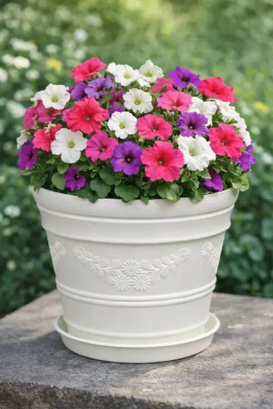 White Pot with Antique Daisy Pattern 3 Liters - MELKAN HOME
