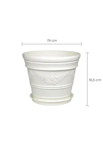 White Pot with Antique Daisy Pattern 3 Liters - 4