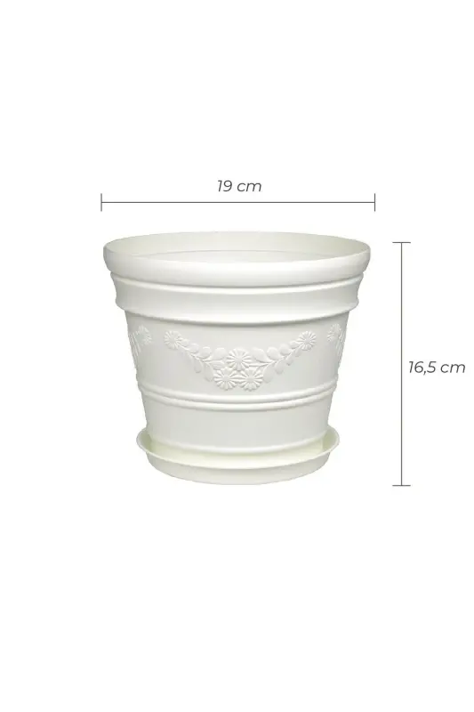 White Pot with Antique Daisy Pattern 3 Liters - 4