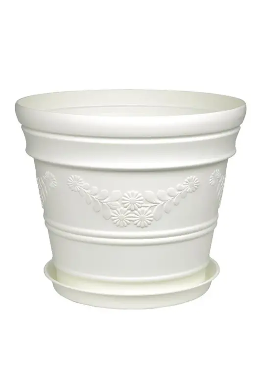 White Pot with Antique Daisy Pattern 3 Liters - 6