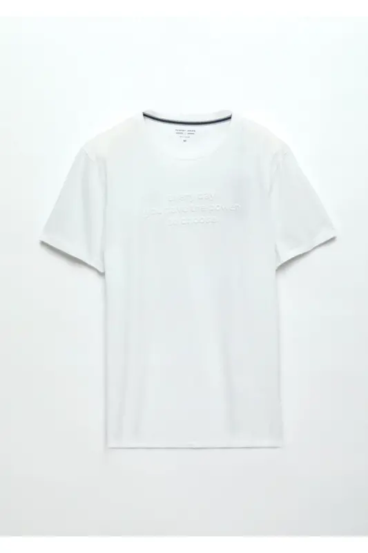 White Printed Bike Collar 100% Cotton T-Shirt - 3