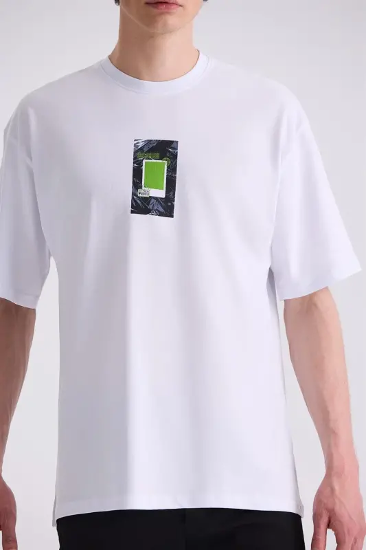 White Printed Crew Neck T-Shirt - 3