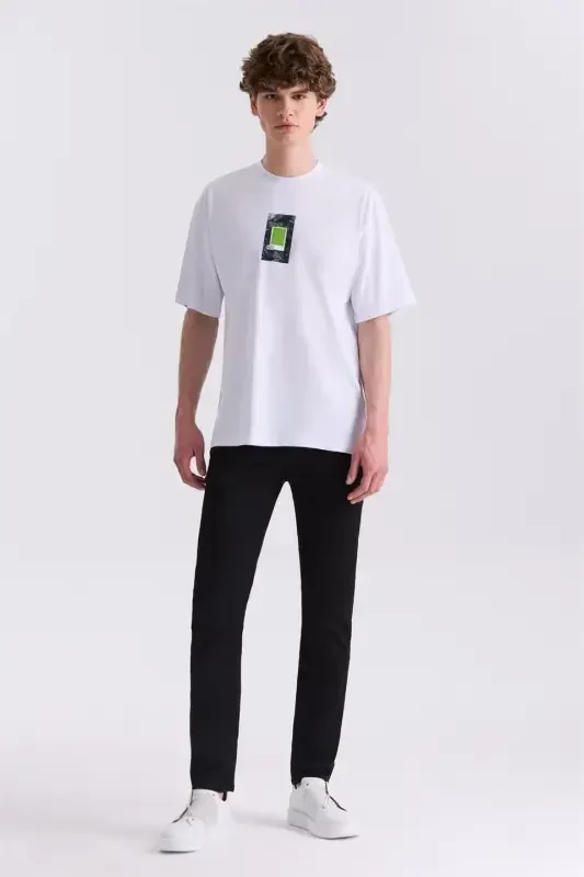 White Printed Crew Neck T-Shirt - 2
