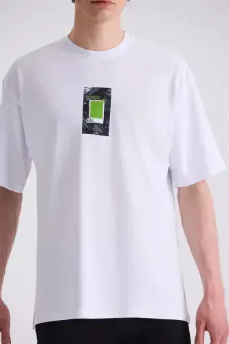 White Printed Crew Neck T-Shirt - 3