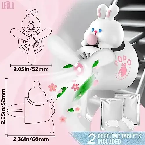 White Rabbit Pilot Car Air Freshener Vent Clip – Airplane Car Air Freshener | Easy Clip-On, ABS+PP | Rotating Propeller for Eliminating Odors, Long-Lasting Fragrance & Fun Addition to Your Vehicle - LEGLO (1)