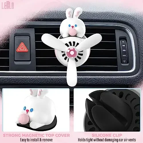 White Rabbit Pilot Car Havo Tozalagichi Vent Clip – Samolyot Avtomobil Havo Tozalagichi | Oson O'rnatiladi, ABS+PP | Hidni Yo'qotish uchun Aylanadigan Pervanel, Uzoq Muddatli Xushbo'ylik va Avtomobilingizga Qiziqarli Qo'shimcha - 5