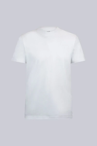 White Regular Fit Bicycle Neck Cotton Basic T-Shirt - Modazone