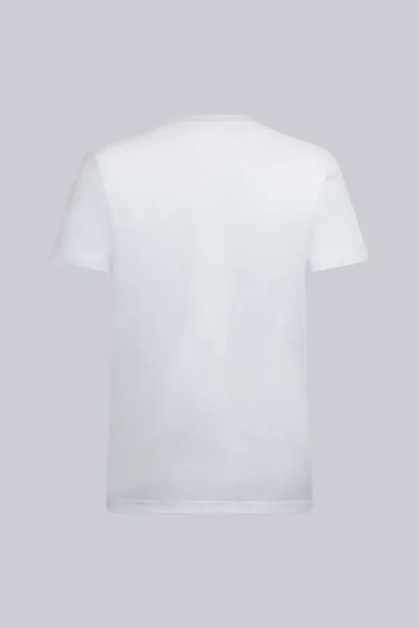 White Regular Fit Bicycle Neck Cotton Basic T-Shirt - 2