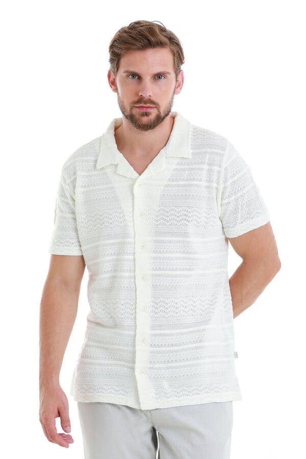 White Regular Fit Plain Polo Neck T-Shirt-White - 1