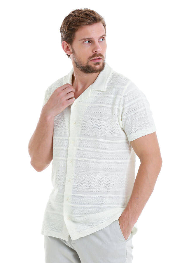 White Regular Fit Plain Polo Neck T-Shirt-White - 3