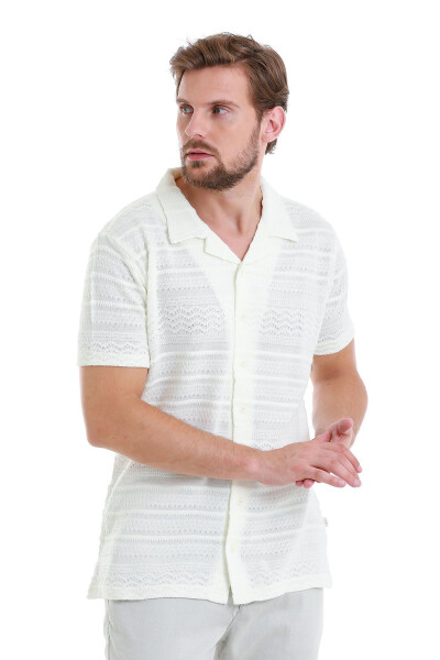 White Regular Fit Plain Polo Neck T-Shirt-White - 4