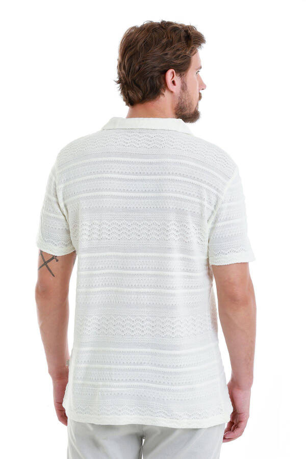 White Regular Fit Plain Polo Neck T-Shirt-White - 6