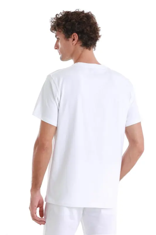 White Regular Fit Solid Cotton Crew Neck Knit T-Shirt-White - 6