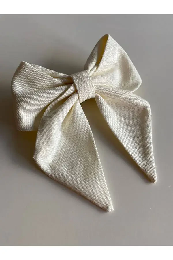 White Ribbon Bow Hair Clip Henna/bride Bridal Shower Hair Clip / Eid Hair Clip - 2