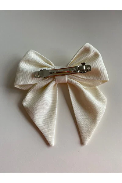 White Ribbon Bow Hair Clip Henna/bride Bridal Shower Hair Clip / Eid Hair Clip - 4