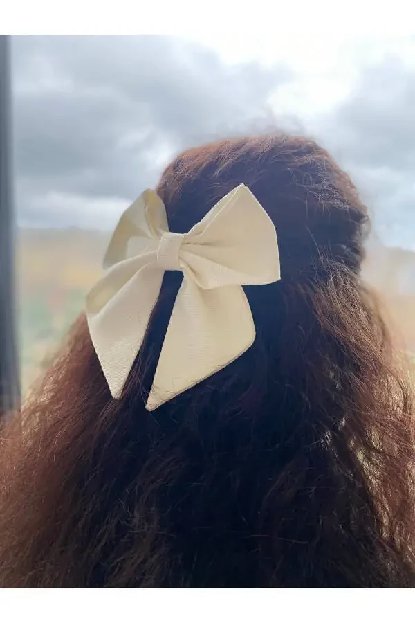 White Ribbon Bow Hair Clip Henna/bride Bridal Shower Hair Clip / Eid Hair Clip - 6