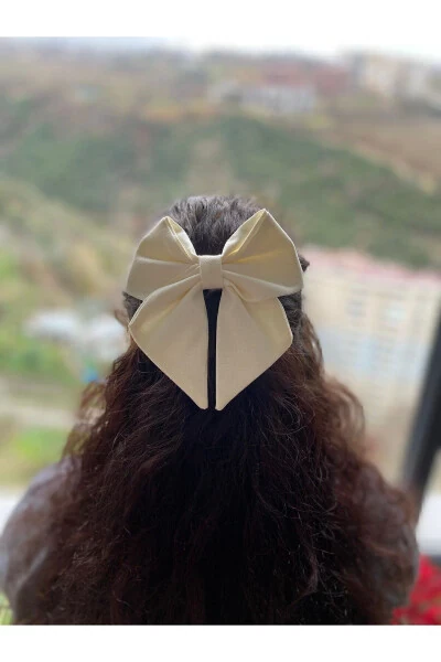White Ribbon Bow Hair Clip Henna/bride Bridal Shower Hair Clip / Eid Hair Clip - 7