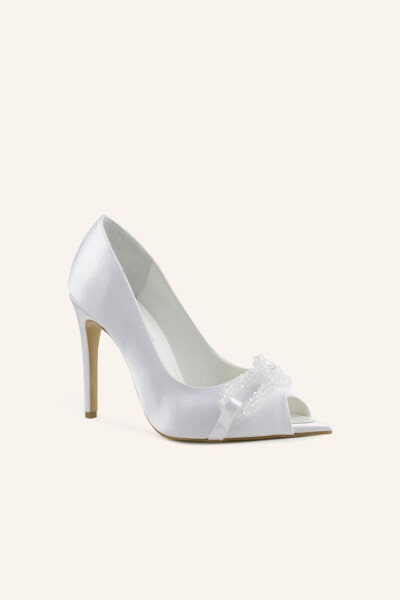 White Satin Bridal Heels - 13