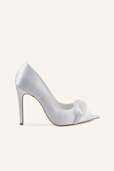 White Satin Bridal Heels - 14