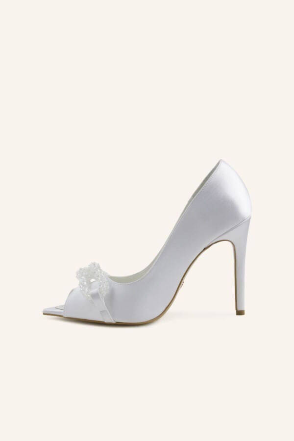 White Satin Bridal Heels - 15