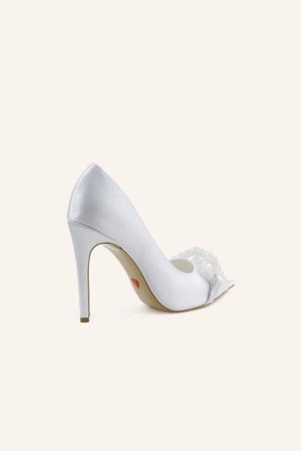 White Satin Bridal Heels - 16